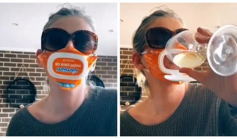 Vidéo : Une maman invente un masque pour boire du vin avec un paquet de lingettes pour bébé