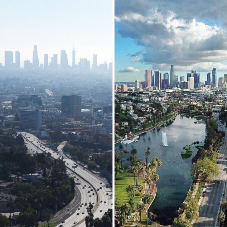 Los Angeles avec et sans pollution