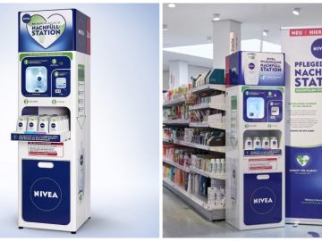 Les distributeurs de gel douche Nivea en Allemagne.