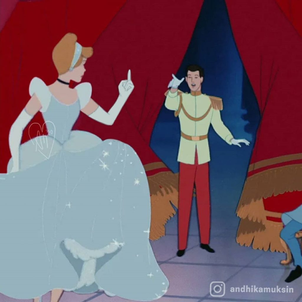 Andhika Muksin illustrations drôles princesses Disney vie réelle Cendrillon Bal