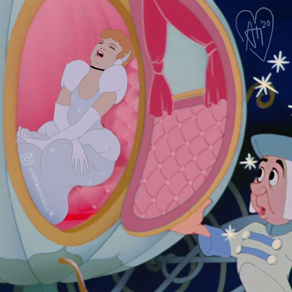 Andhika Muksin illustrations drôles princesses Disney vie réelle Cendrillon