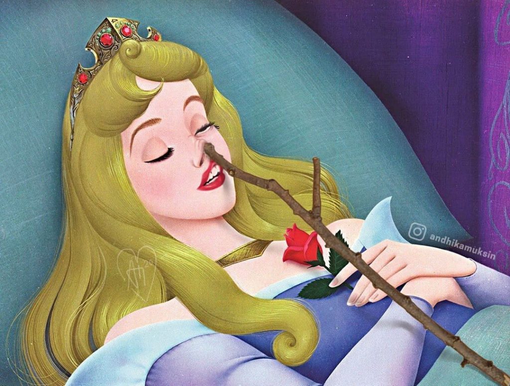 Andhika Muksin illustrations drôles princesses Disney vie réelle Belle