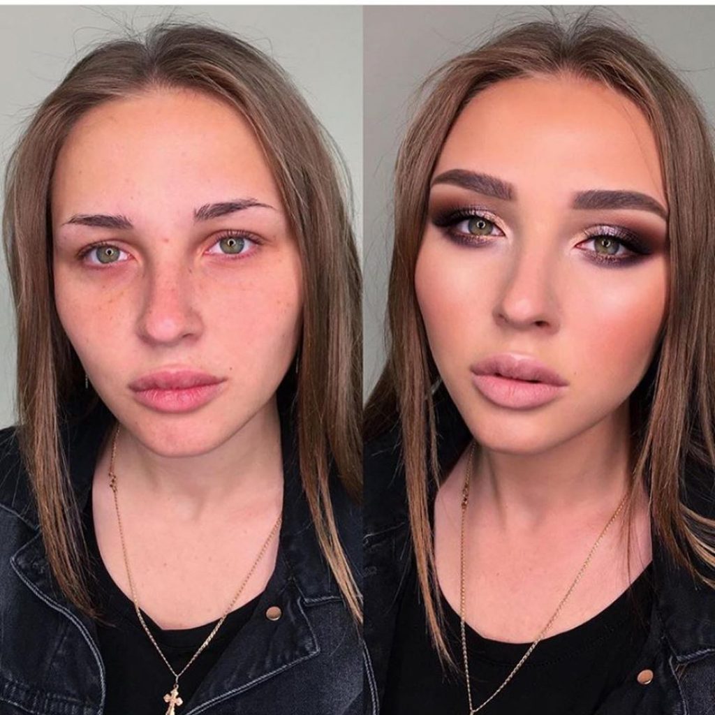 Un visage transformé par le maquillage.