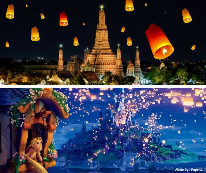 Le festival des lumières en Thaïlande et Raiponce