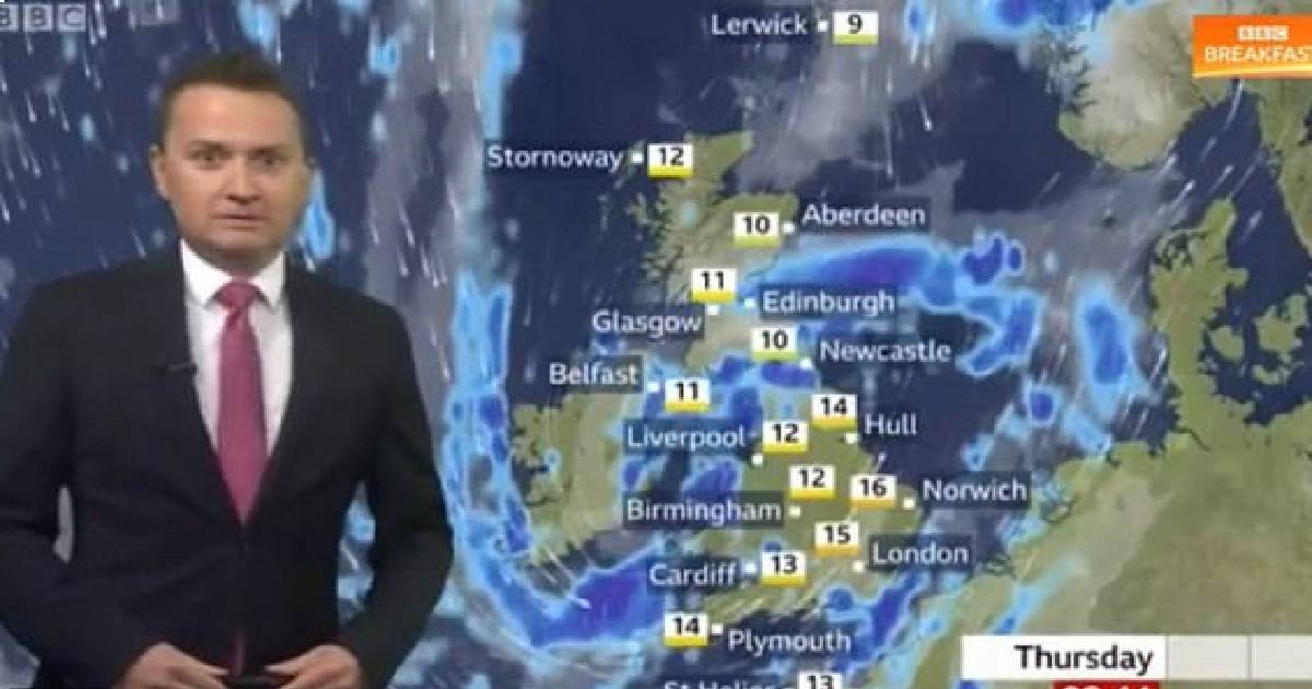 Matt Taylor présente la météo sur la BBC