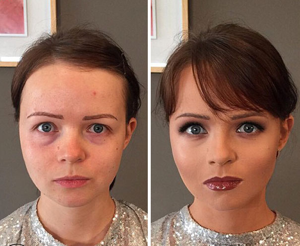 maquillage « effet Cendrillon » avant-après