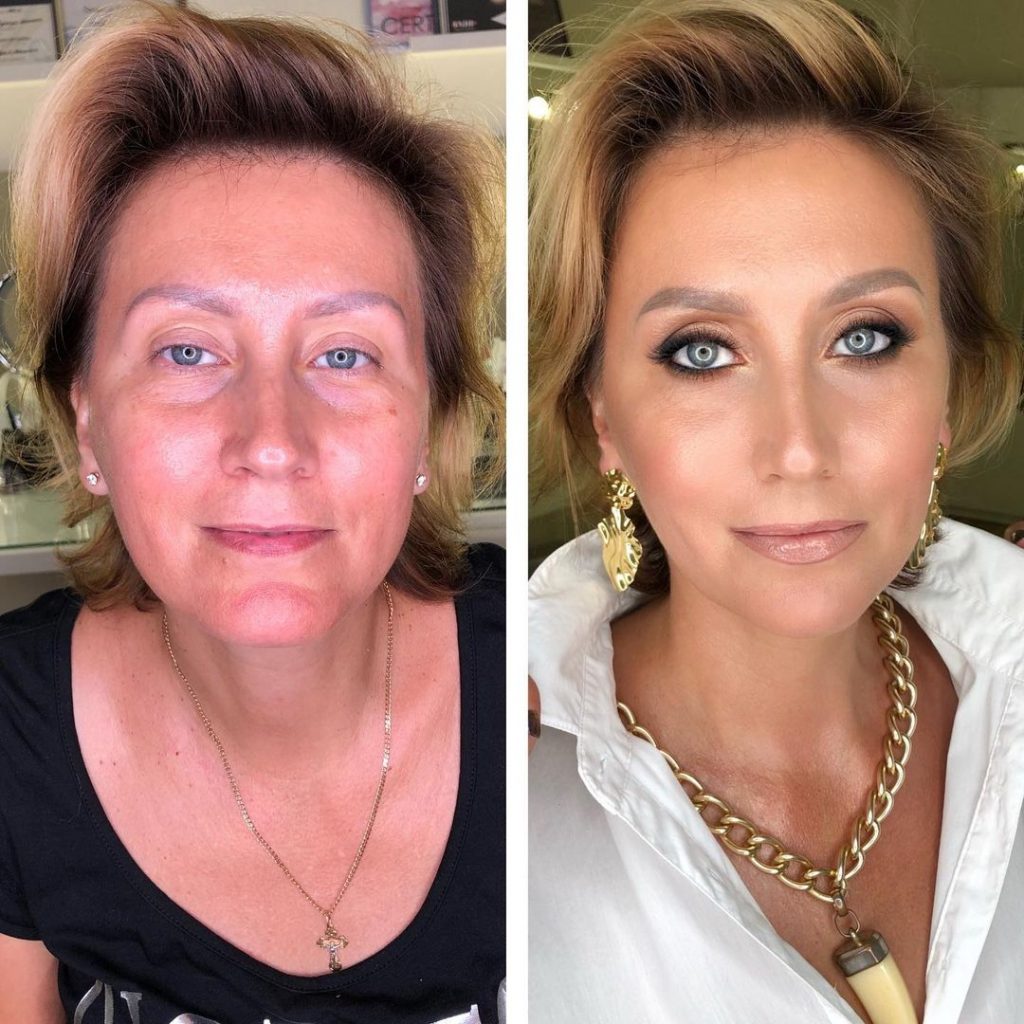 Femme transformée par le maquillage