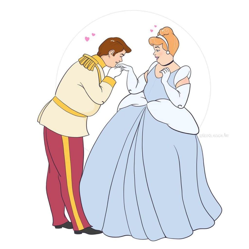 personnages féminins Disney avec kilos supplémentaires Cendrillon et Henri