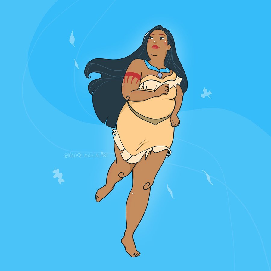 personnages féminins Disney avec kilos supplémentaires Pocahontas