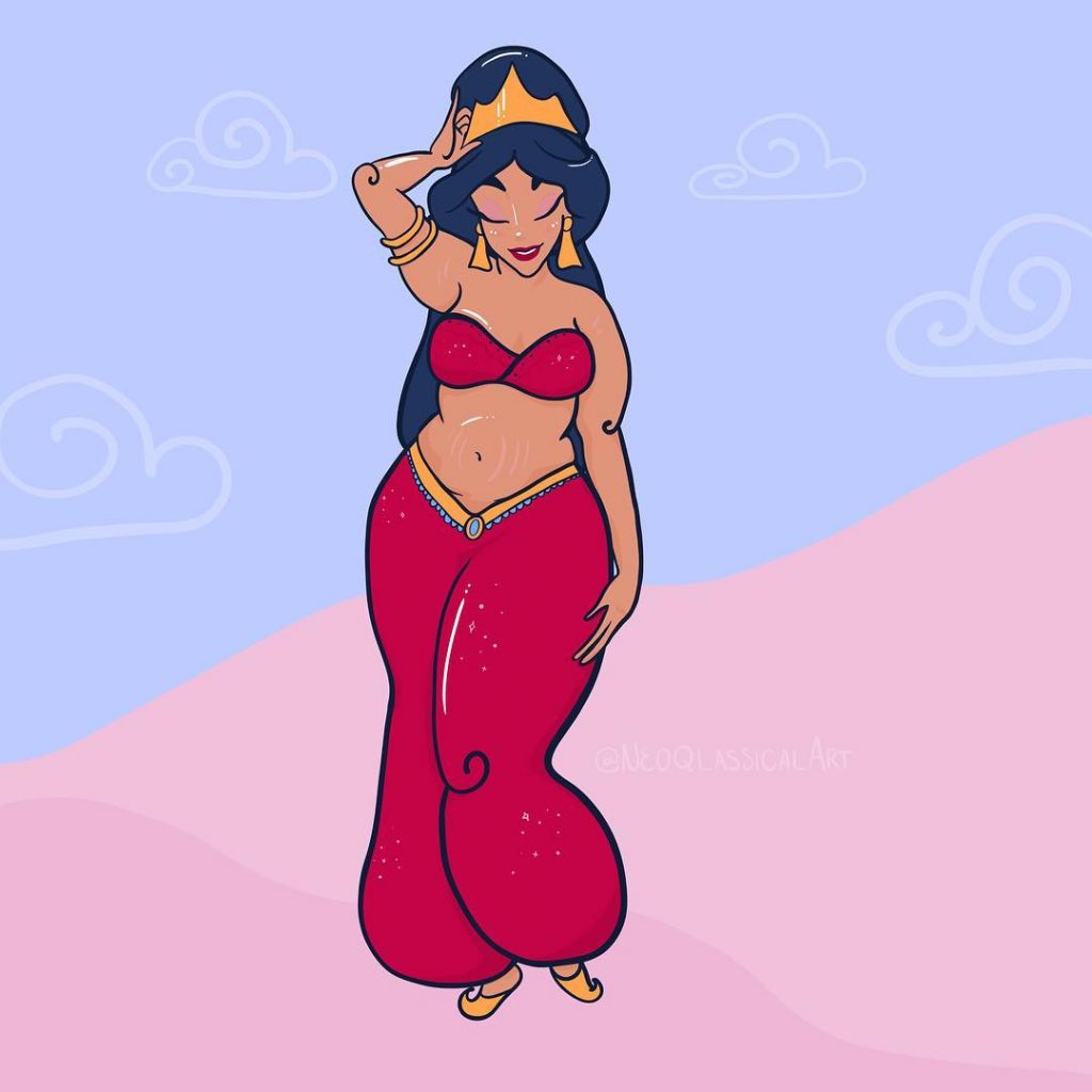 personnages féminins Disney avec kilos supplémentaires Jasmine