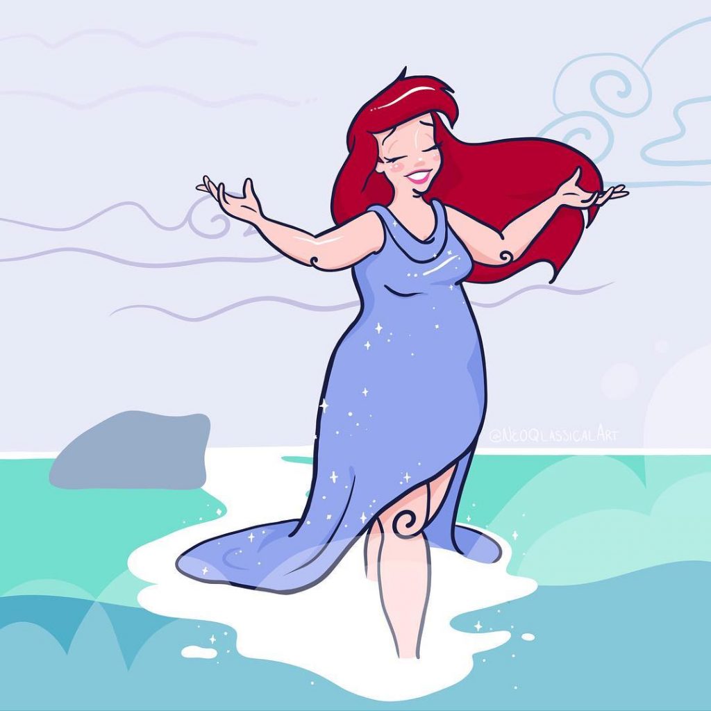 personnages féminins Disney avec kilos supplémentaires Ariel 