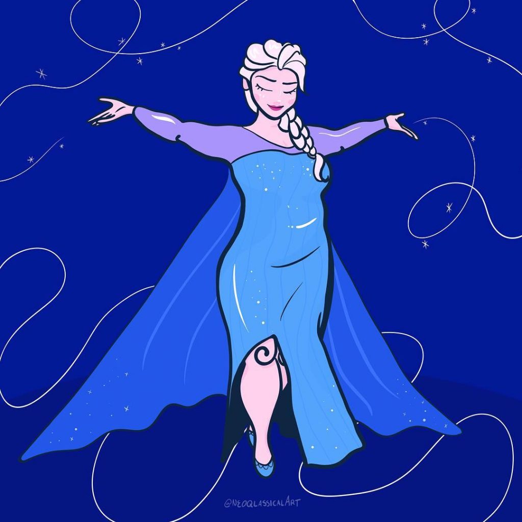 personnages féminins Disney avec kilos supplémentaires Elsa
