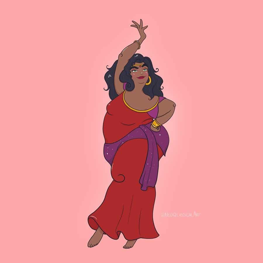 personnages féminins Disney avec kilos supplémentaires Esmeralda