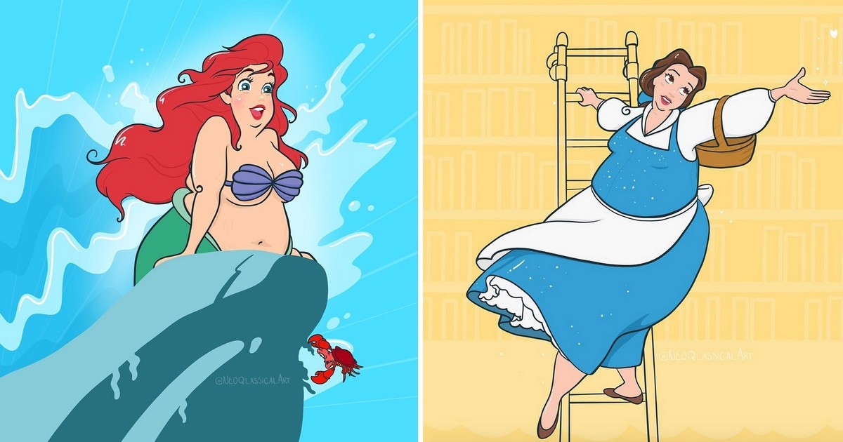 artiste ajoute rondeurs aux princesses Disney