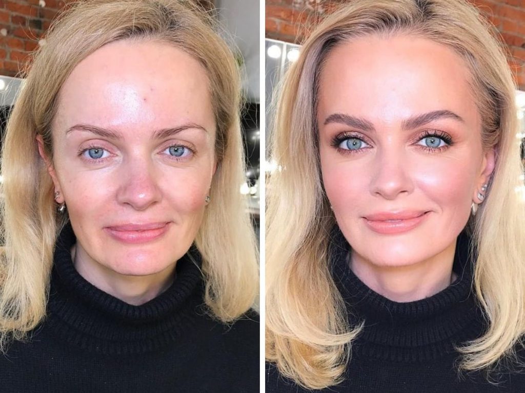 transformation maquillage par Lena Monitova avant après