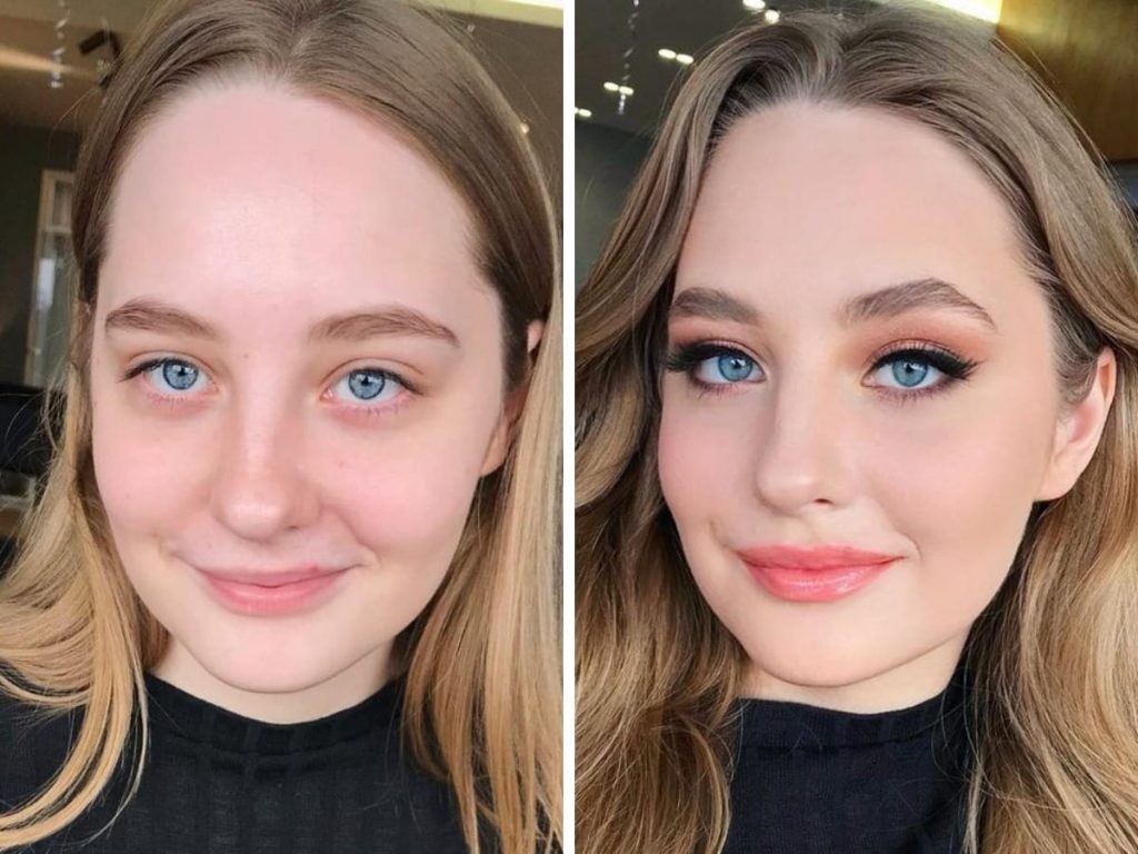 transformation maquillage par Lena Monitova avant après