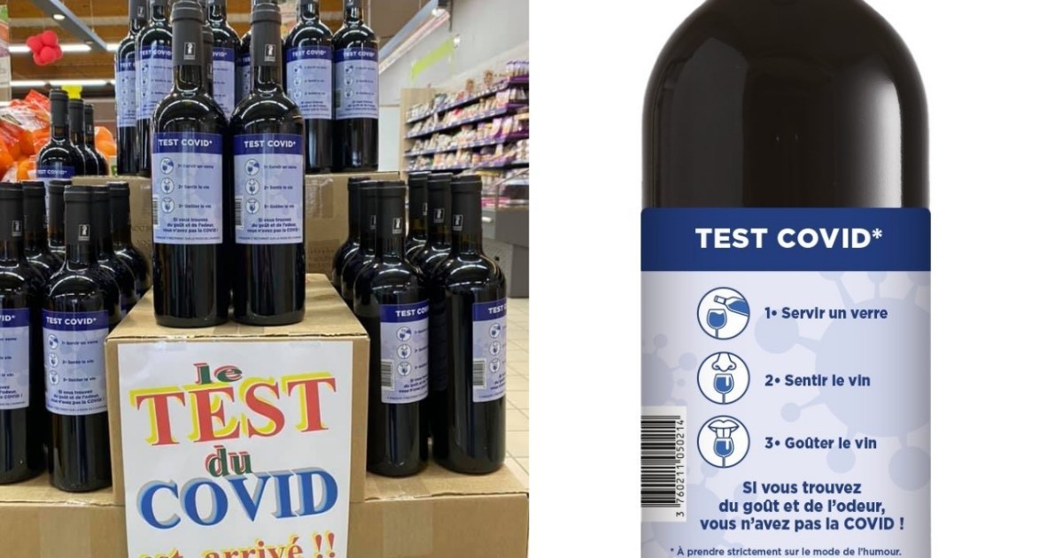 Test COVID bouteille de vin