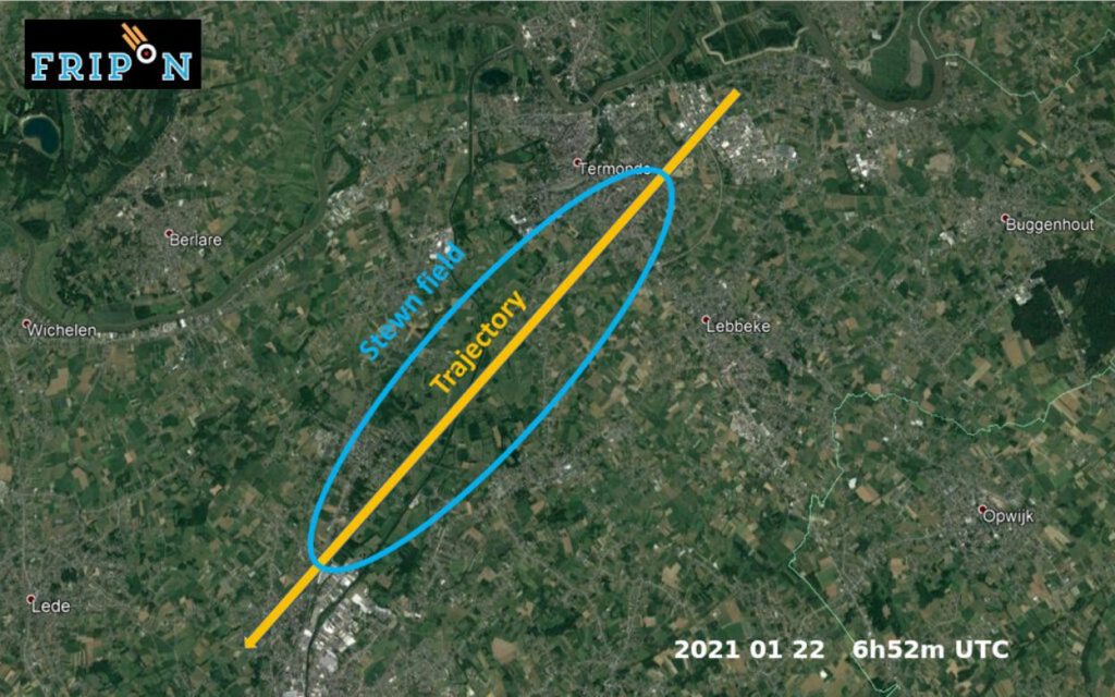 La zone où peuvent se trouver les météorites tombées en Belgique