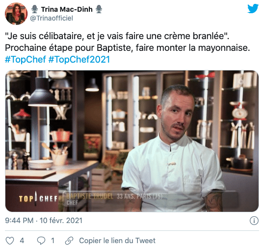 Réaction d'un internaute au lapsus de Baptiste dans Top Chef