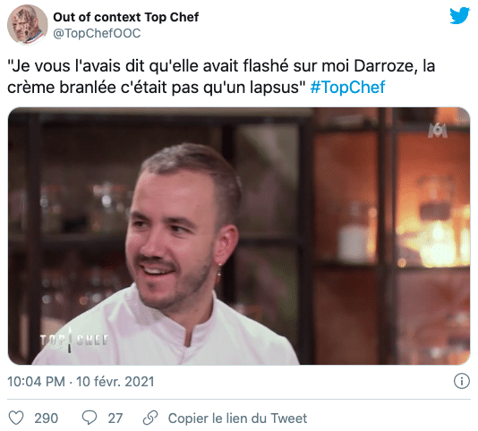 Réaction d'un internaute au lapsus de Baptiste dans Top Chef