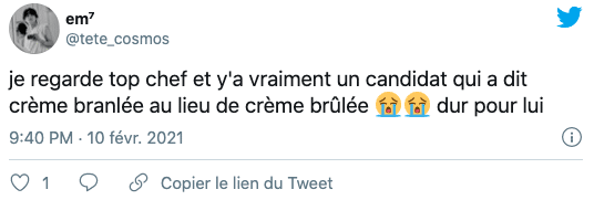 Réaction d'un internaute au lapsus de Baptiste dans Top Chef