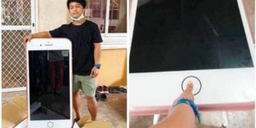 Il reçoit une table en forme d'iphone 7.