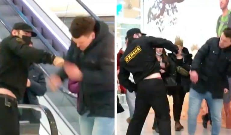 Caméra cachée: un faux-agent de sécurité matraque un passant sans masque pour inciter les autres personnes à le porter