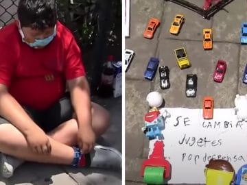 Luis, enfant pauvre, vend ses jouets au Mexique.