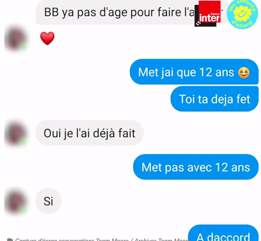 conversation d'un prédateur de mineure