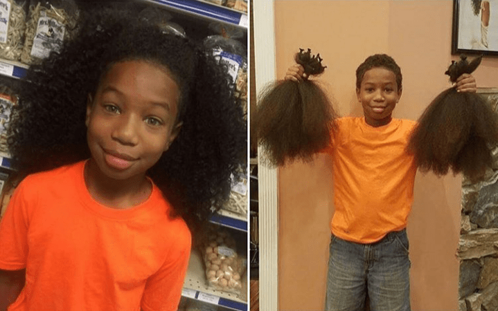 Une personne généreuse qui fait don de ses cheveux à une oeuvre de charité