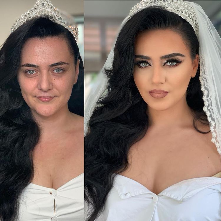 Une mariée avant et après maquillage