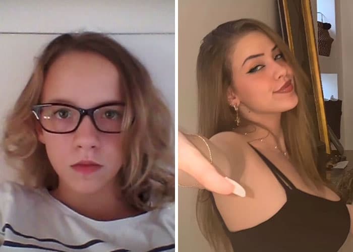 Une fille avant et après la puberté