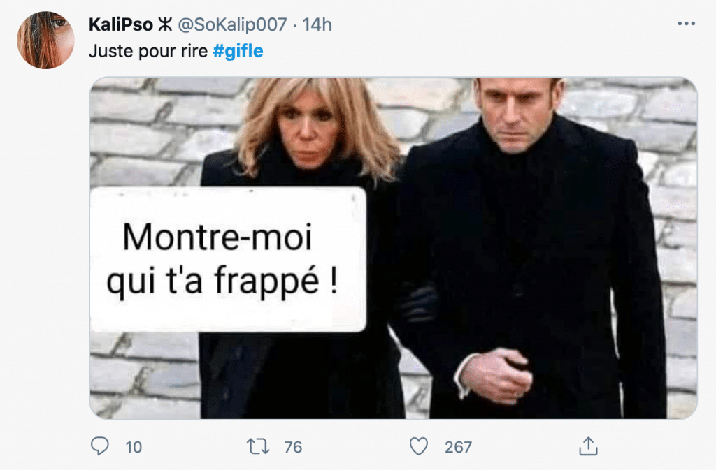 Tweet de réaction à Macron giflé