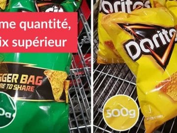 la shrinkflation pratiquée par Doritos