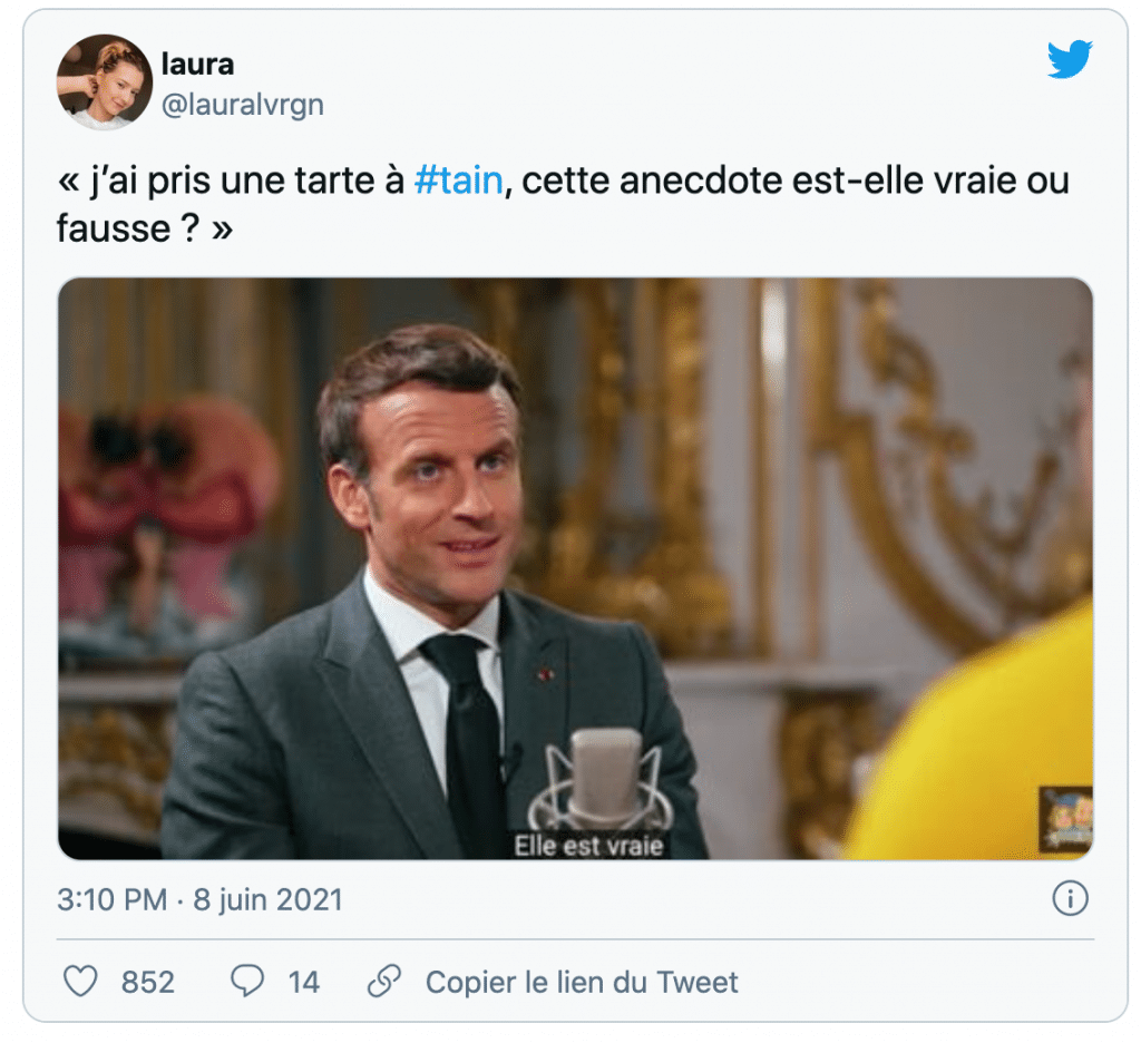 tweet sur le président de la République giflé