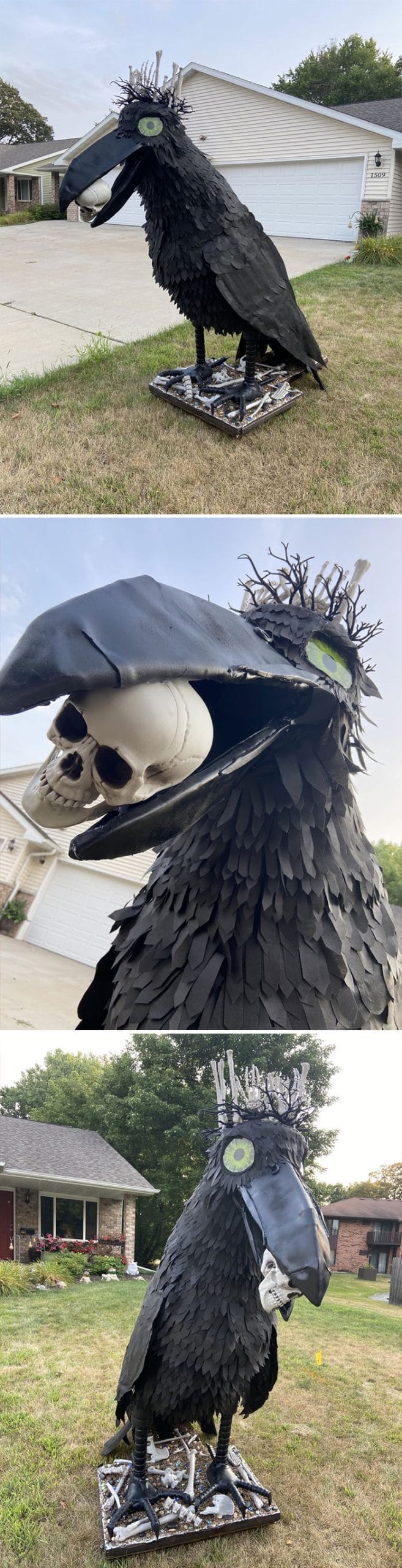 Décoration d'Halloween extérieure corbeau géant