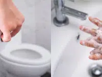 Se laver les mains après avoir été aux WC