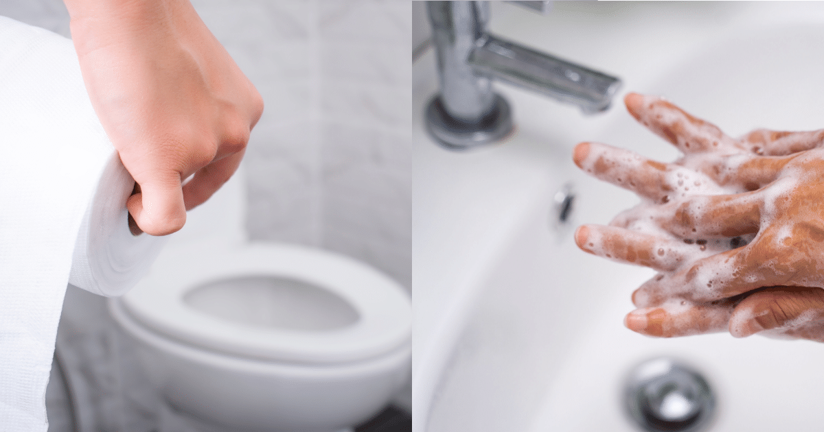 Se laver les mains après avoir été aux WC