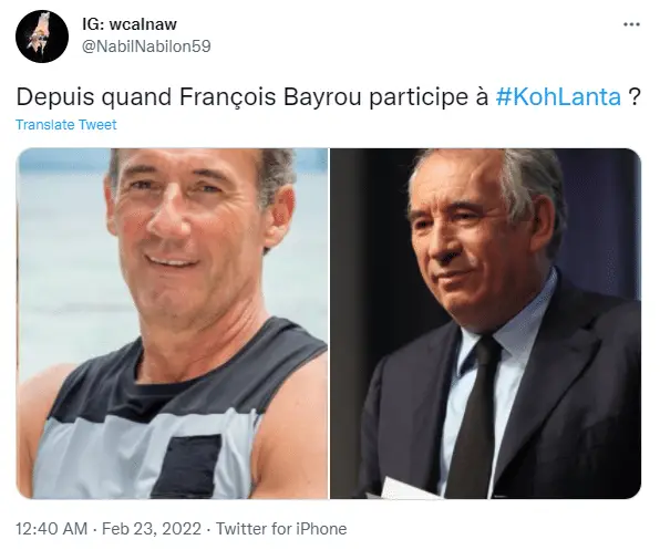 Franck dans Koh-Lanta et François Bayrou 