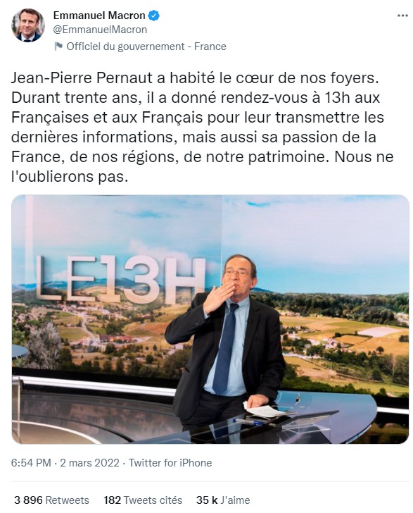 Emmanuel Macron rend hommage à Jean-Pierre Pernaut 