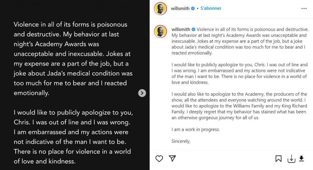 Will Smith présente ses excuses