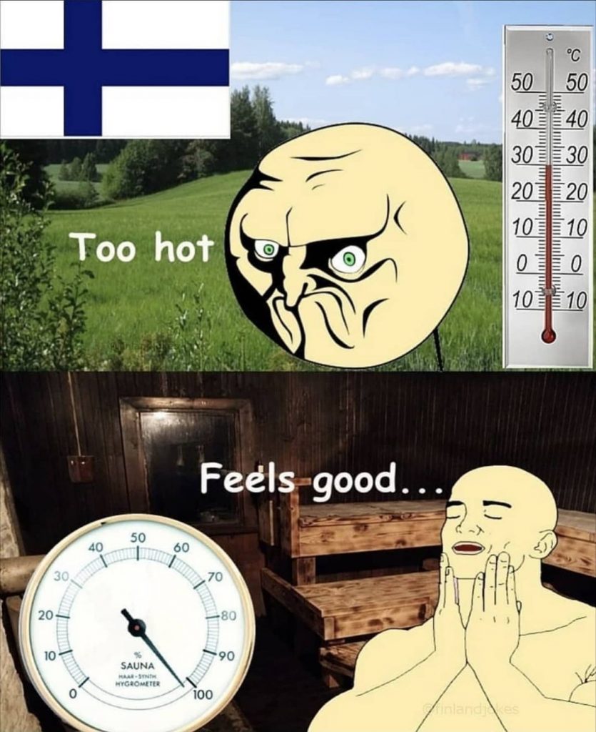 La température dans un sauna est agréable