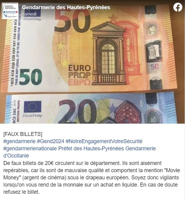 De faux billets circulent en France, alerte la gendarmerie nationale