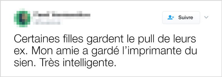 Tweet d'une femme après séparation