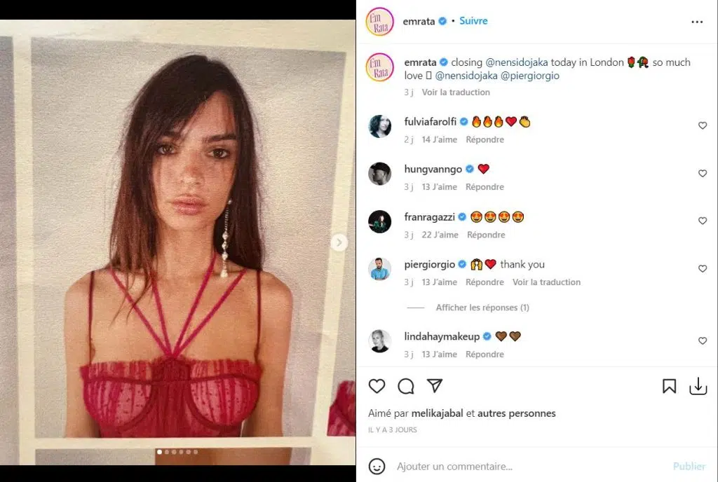 Emily Ratajkowski fait sensation sur Instagram