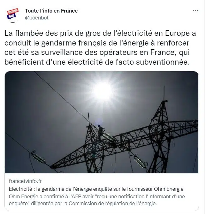 Ohm Energie dans le collimateur de la CRE